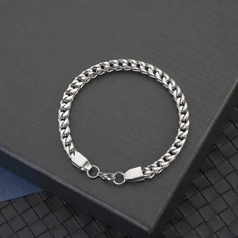 Fashion Stainless Steel Whip Chain Bracelet Personalized Simple Men's Hip Hop Casual Titanium Steel Jewelry Gift for Friends