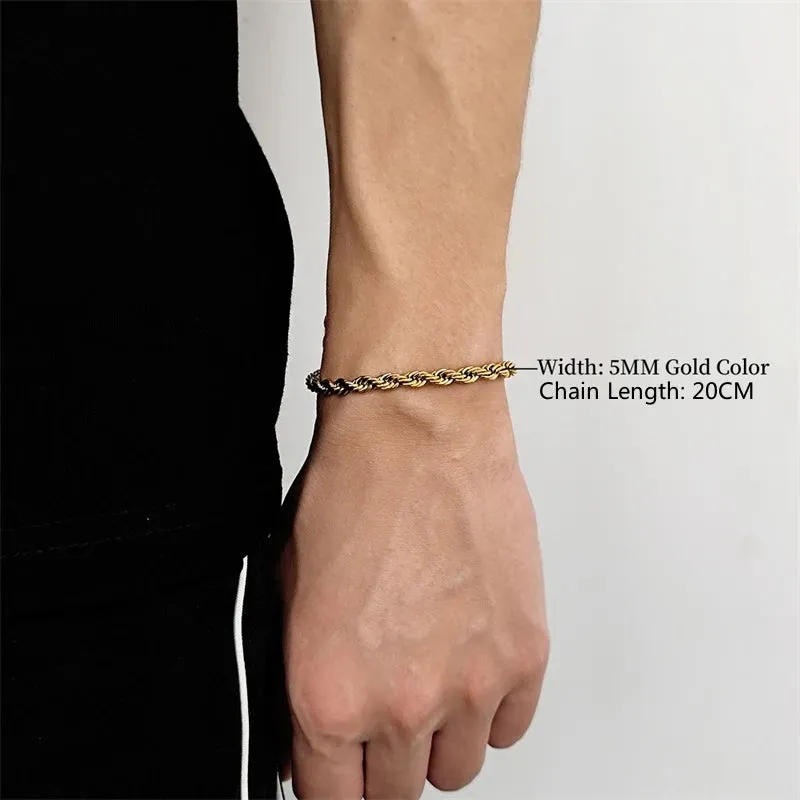 Fashion Stainless Steel Whip Chain Bracelet Personalized Simple Men's Hip Hop Casual Titanium Steel Jewelry Gift for Friends