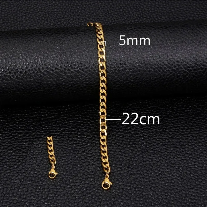 Fashion Stainless Steel Whip Chain Bracelet Personalized Simple Men's Hip Hop Casual Titanium Steel Jewelry Gift for Friends