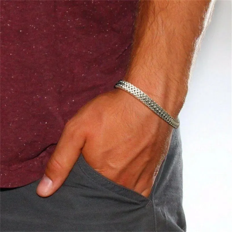 Fashion Stainless Steel Whip Chain Bracelet Personalized Simple Men's Hip Hop Casual Titanium Steel Jewelry Gift for Friends