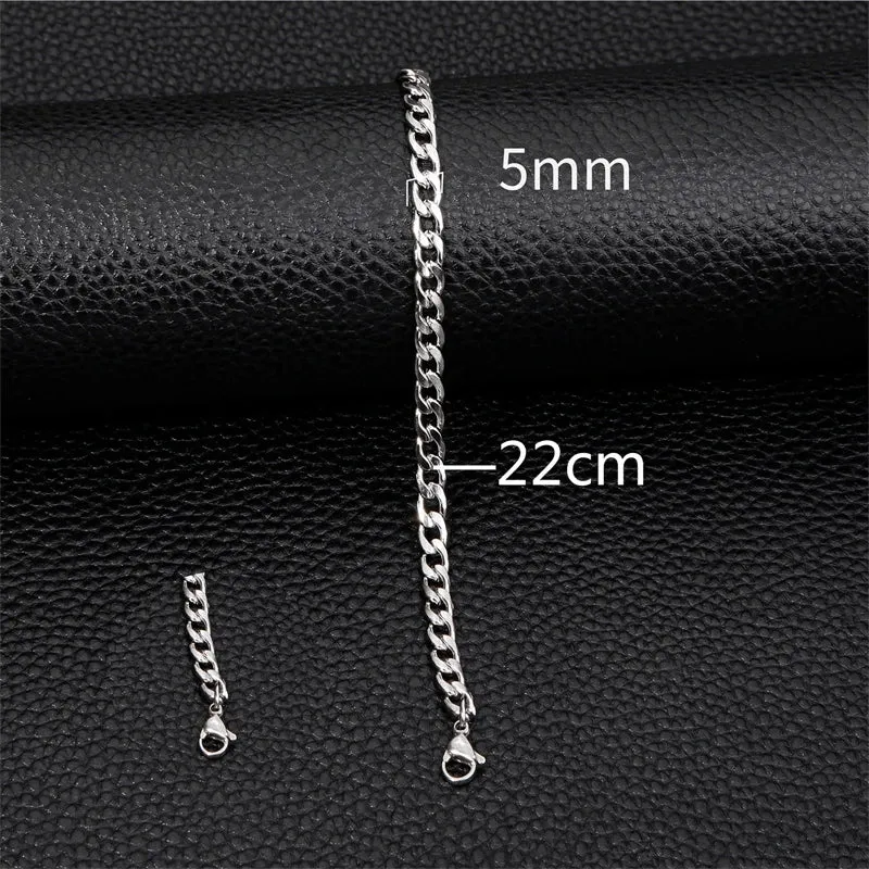 Fashion Stainless Steel Whip Chain Bracelet Personalized Simple Men's Hip Hop Casual Titanium Steel Jewelry Gift for Friends