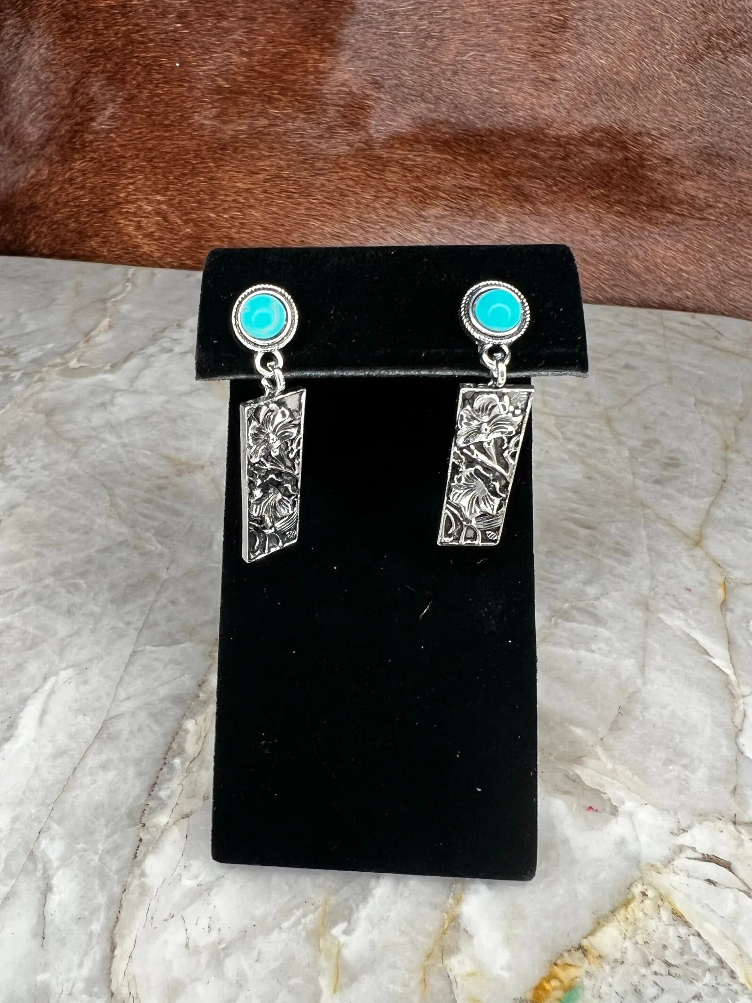 Faux Turquoise Dangle Earrings