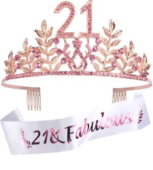 Finally 21 Birthday Sash,21st Birthday Gifts for Women,21st Birthday Crown,21st Birthday