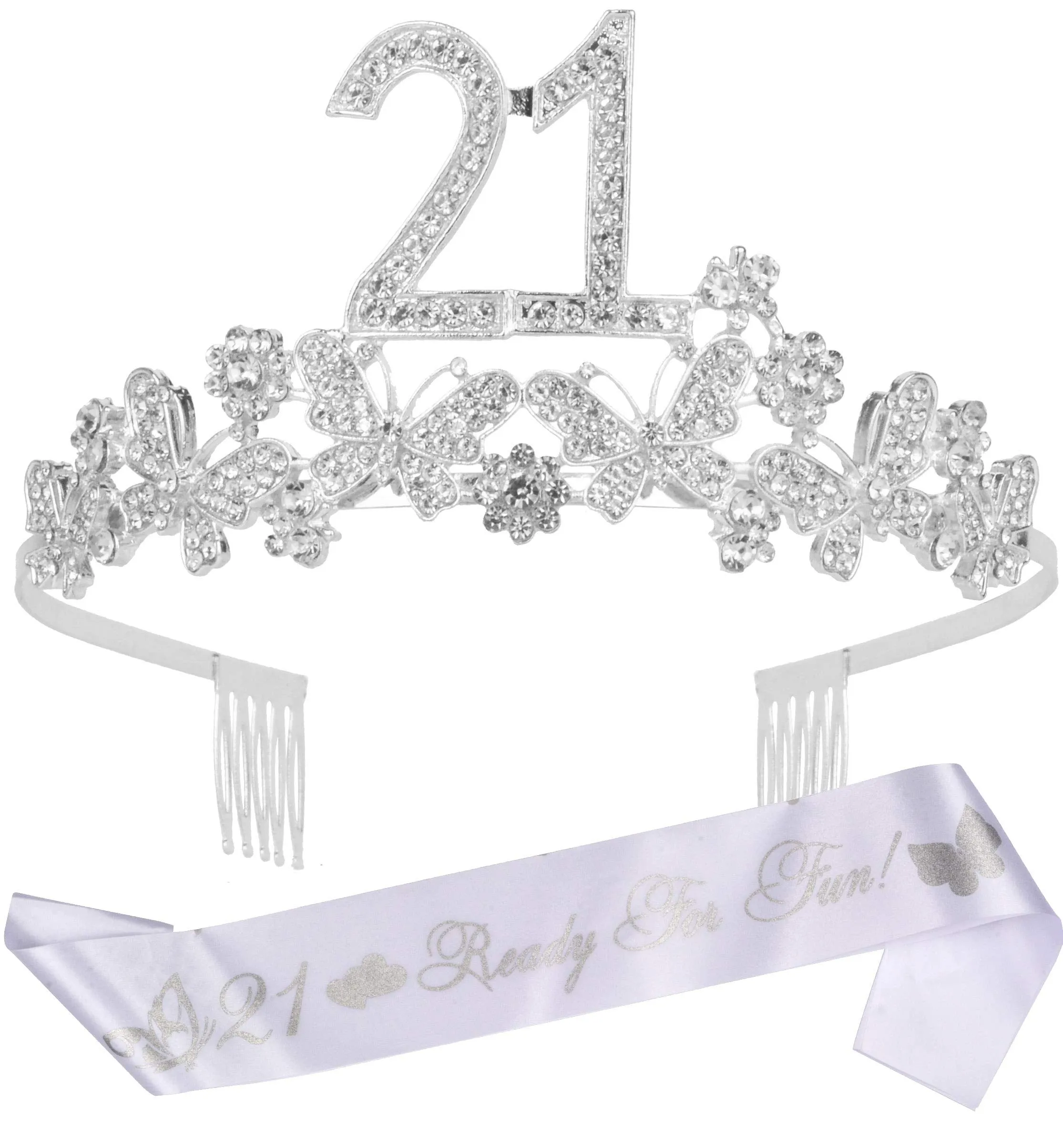 Finally 21 Birthday Sash,21st Birthday Gifts for Women,21st Birthday Crown,21st Birthday