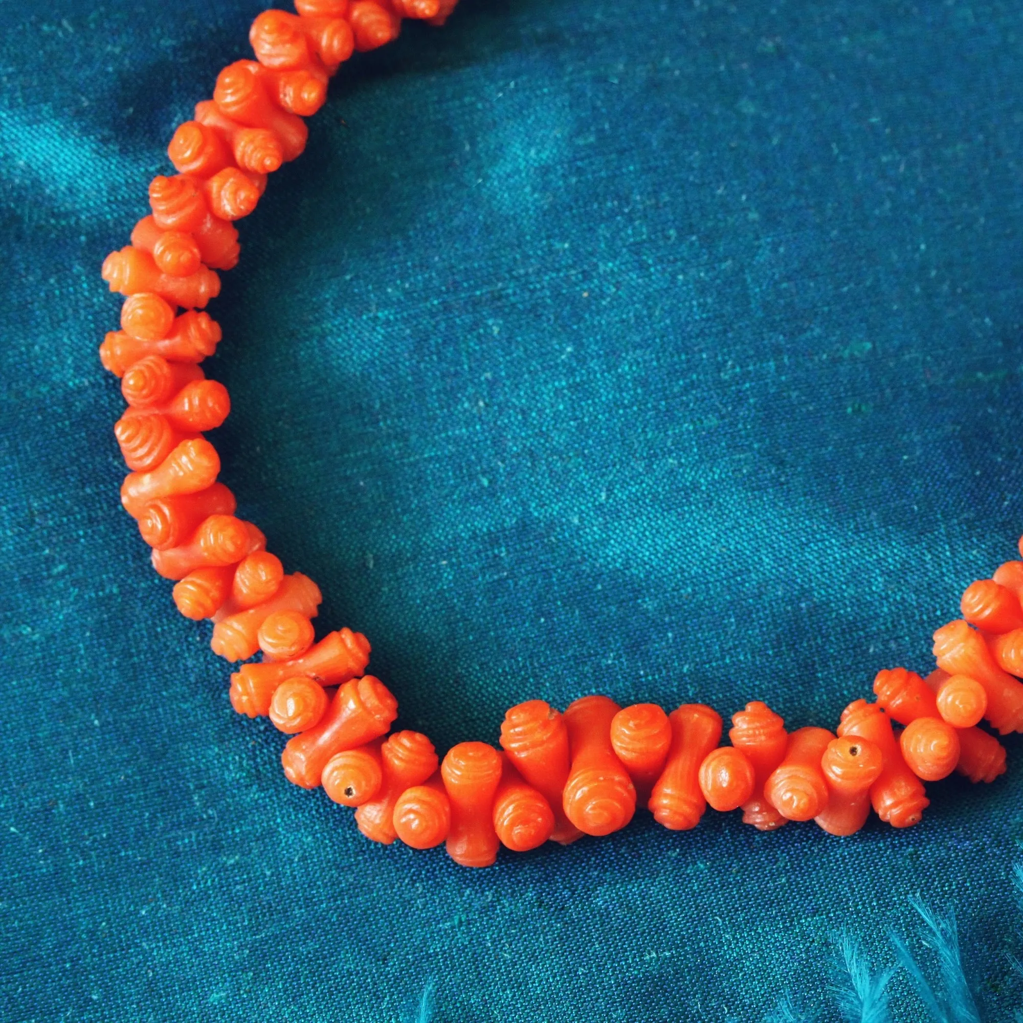 Finest Treasure! Hand Carved Antique Georgian Coral Necklace