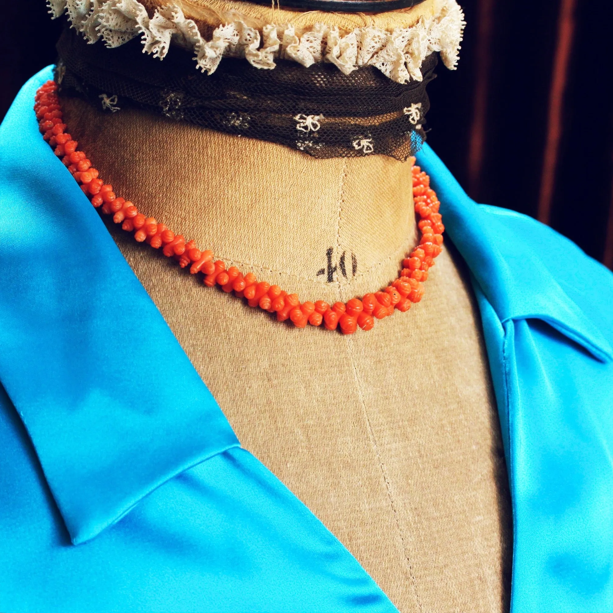 Finest Treasure! Hand Carved Antique Georgian Coral Necklace