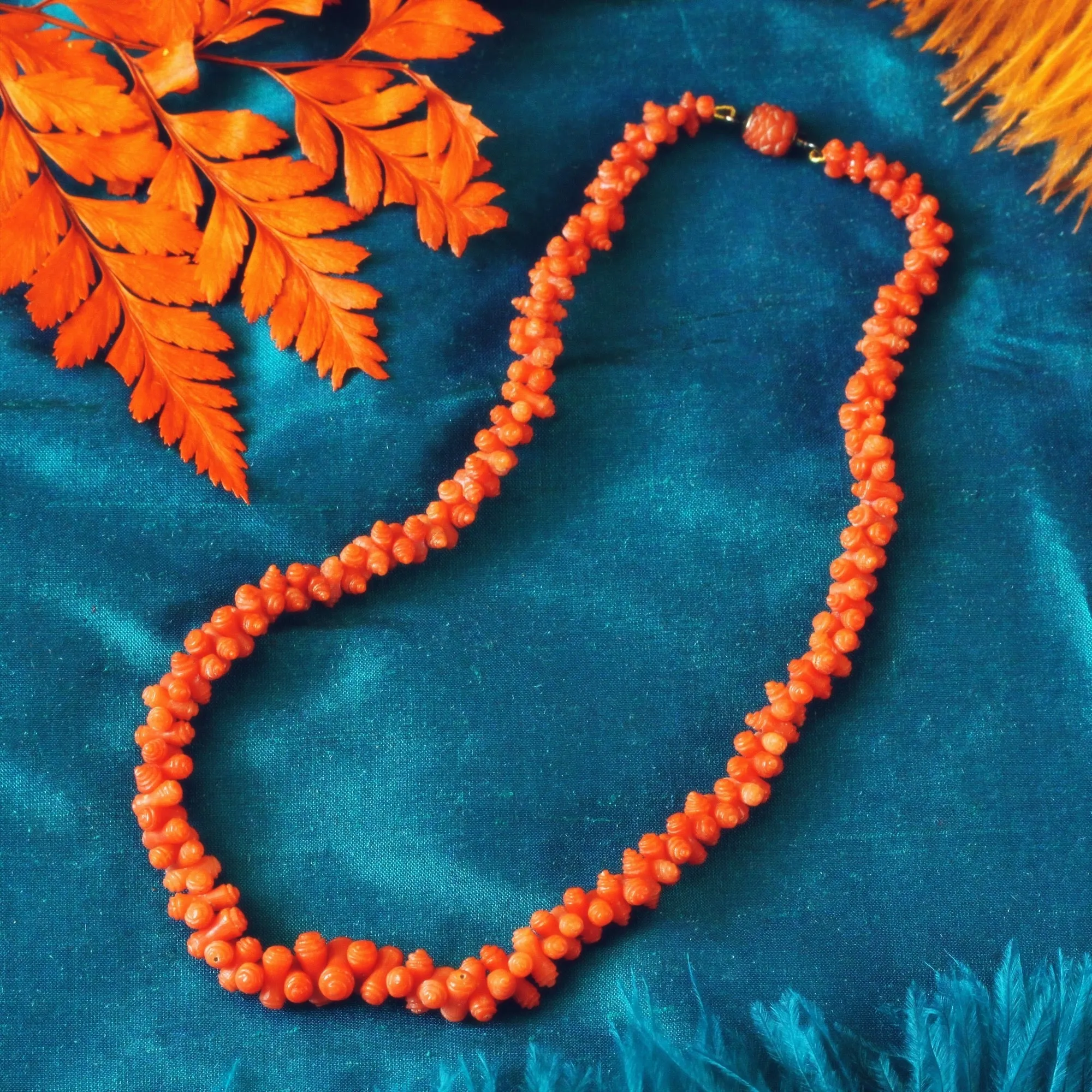 Finest Treasure! Hand Carved Antique Georgian Coral Necklace