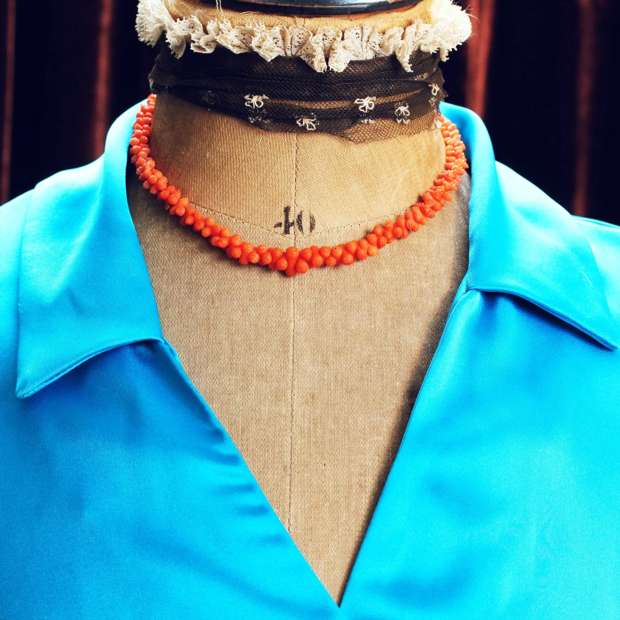 Finest Treasure! Hand Carved Antique Georgian Coral Necklace