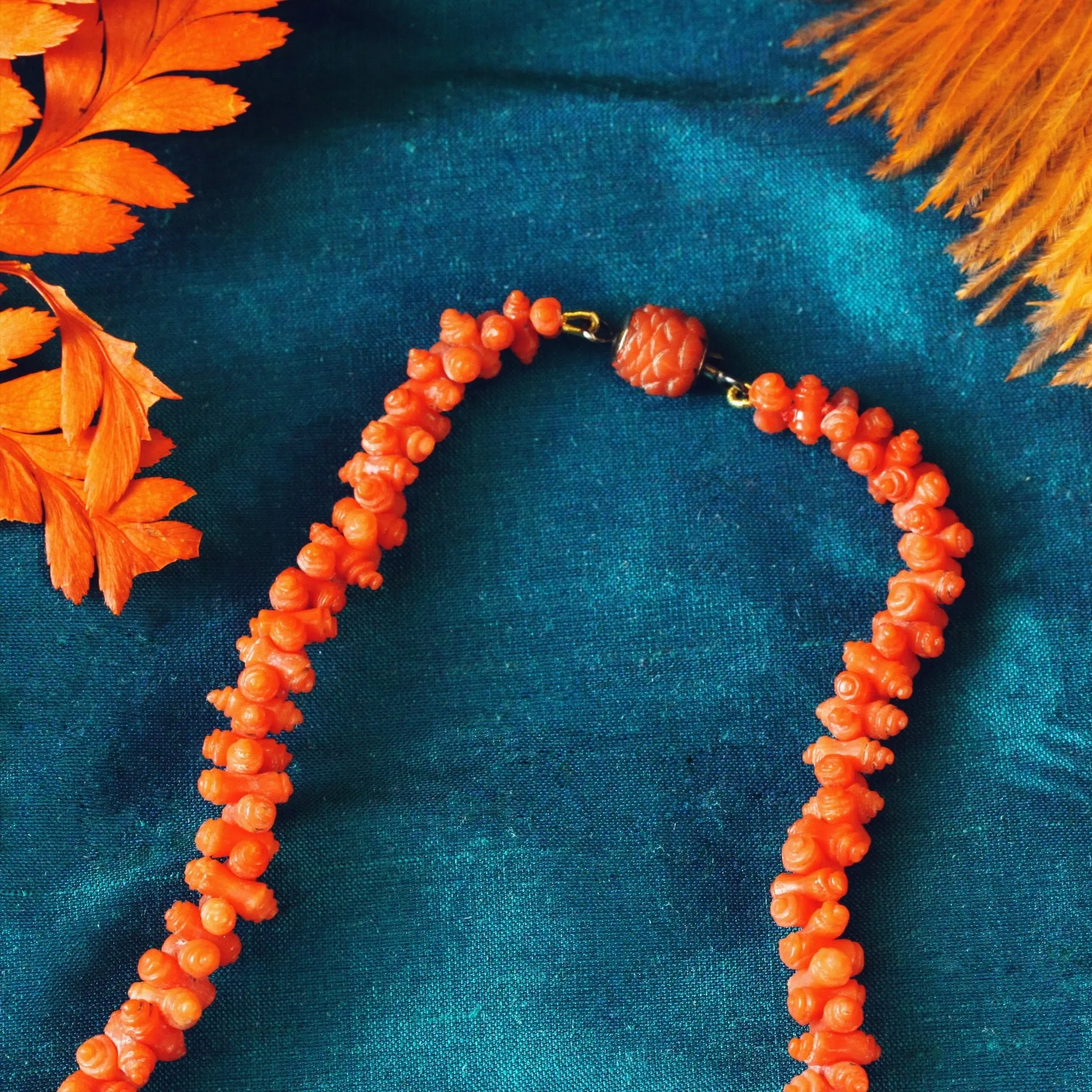 Finest Treasure! Hand Carved Antique Georgian Coral Necklace