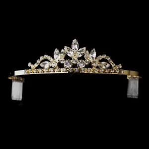 Gold Navette & Round Crystal Tiara Headpiece