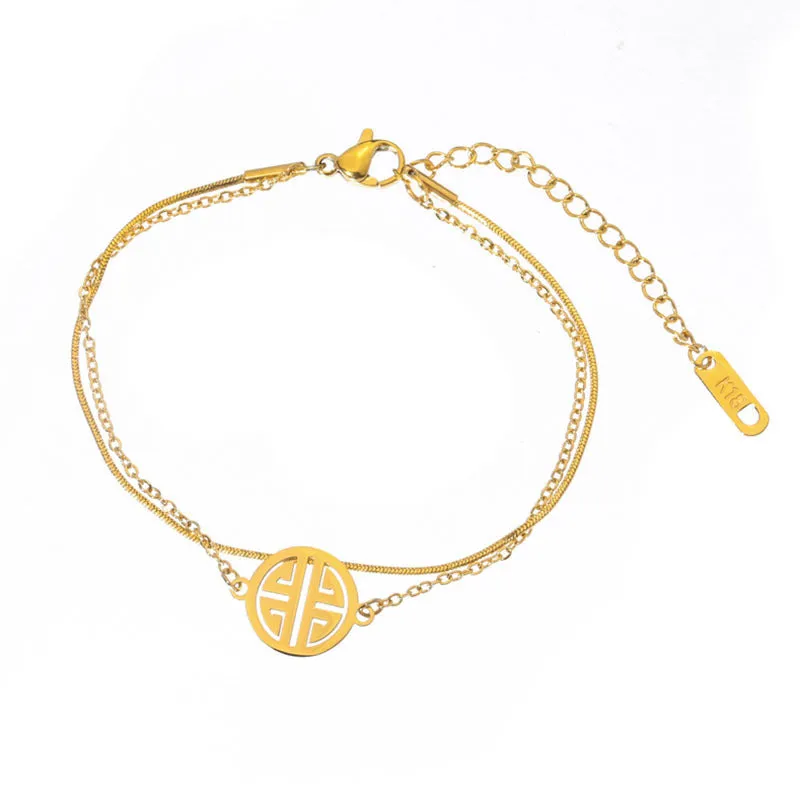 Golden Temperament High-end Sense Of Blessing Brand Pendant Net Red Ins Bracelet