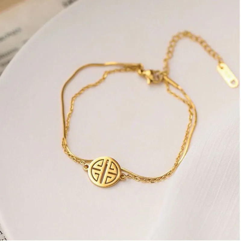 Golden Temperament High-end Sense Of Blessing Brand Pendant Net Red Ins Bracelet