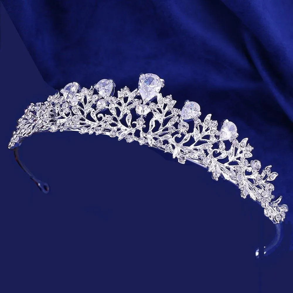 Gorgeous Crystal CZ Zircon Crystal Floral Bridal Tiara