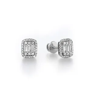 Halo Emerald Baguette Studs