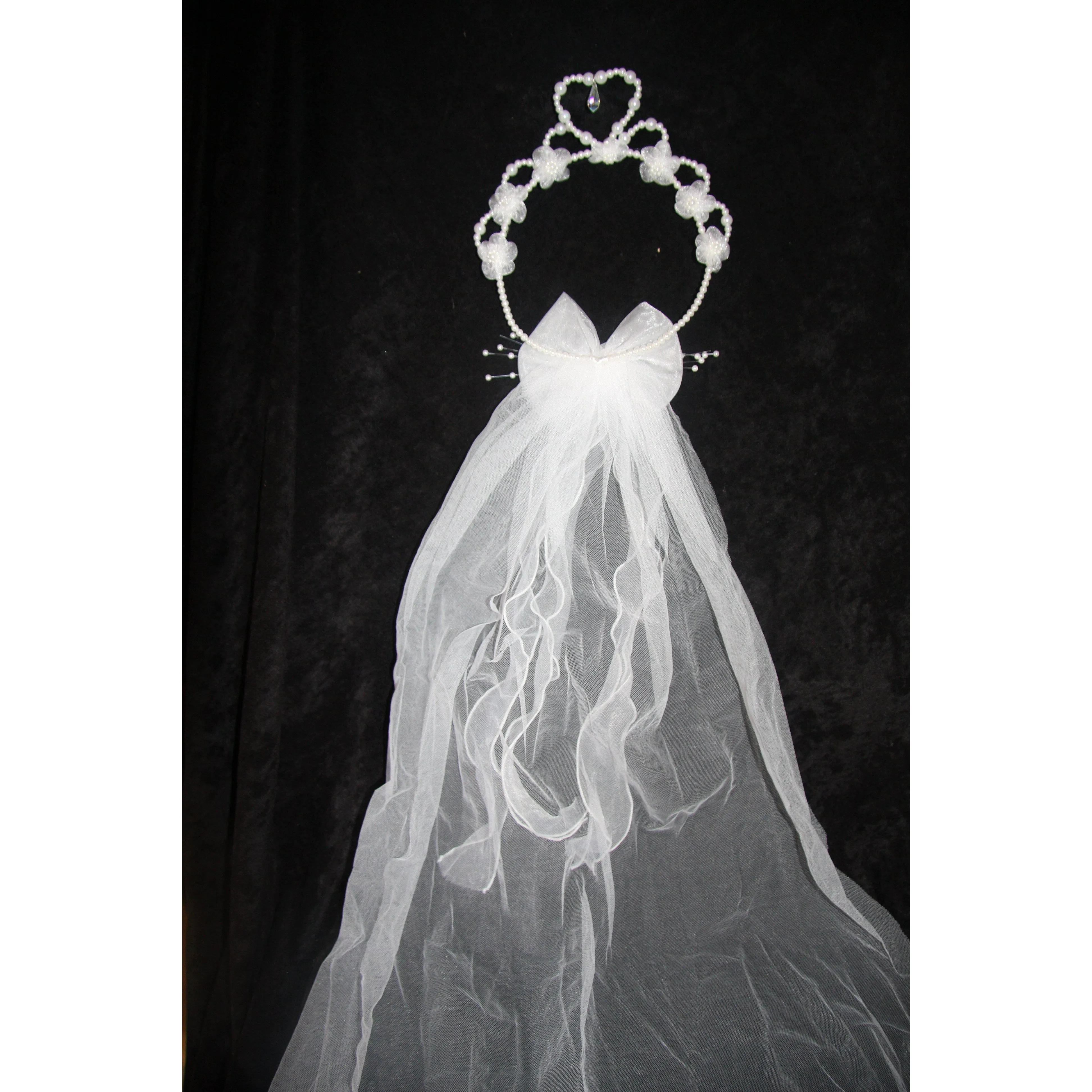 Heart Pearl Crystal Tiara Veil