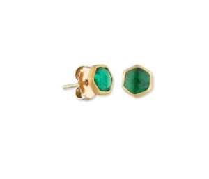 Hexagonal Emerald Sun Studs