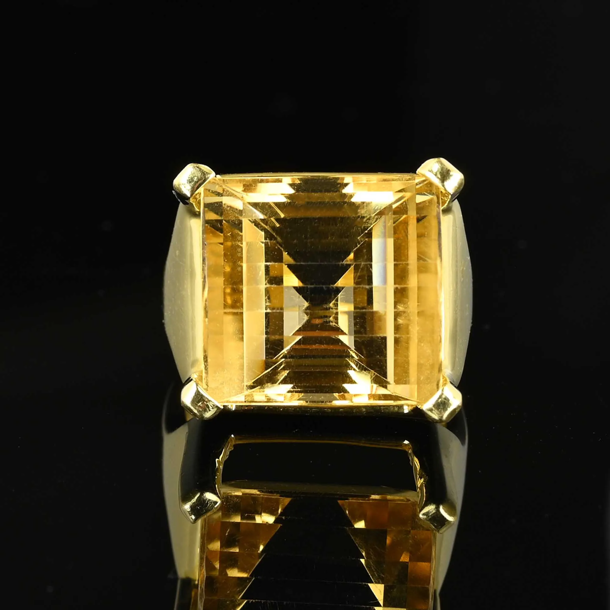 Impressive Fancy Cut Citrine Ring in 18K Gold