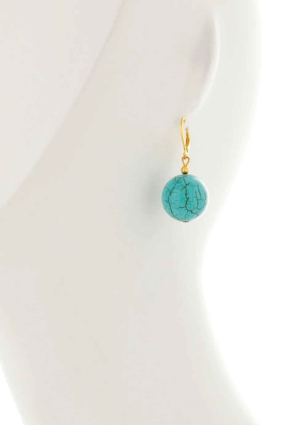 KENNETH JAY LANE STILIA Turquoise Stone Round Earrings