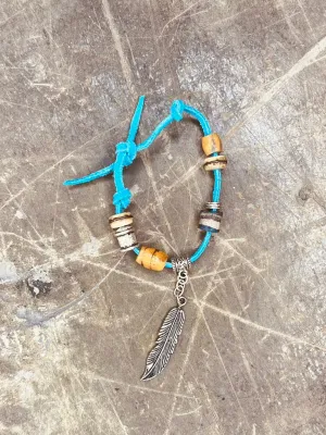 Leather Charm Bracelet - Turquoise