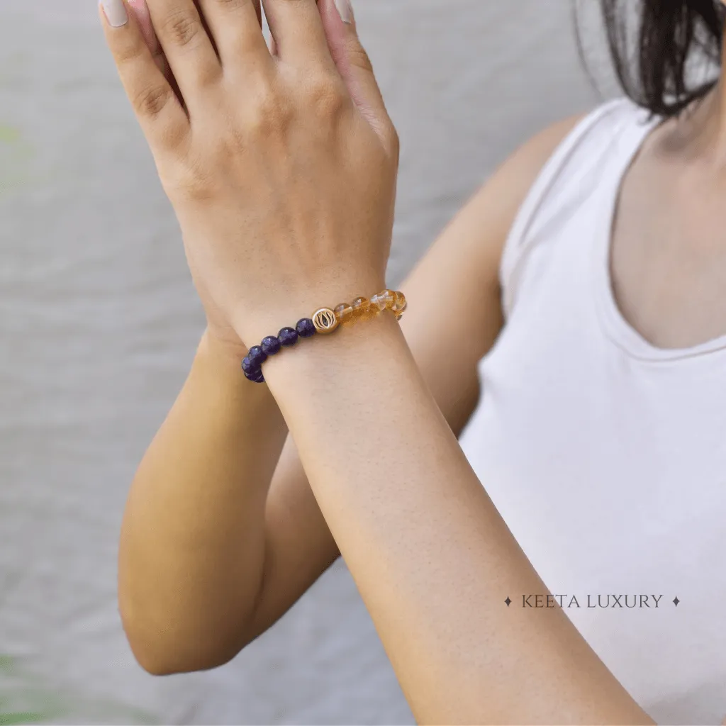 Lotus Bloom - Citrine and Amethyst Bracelets