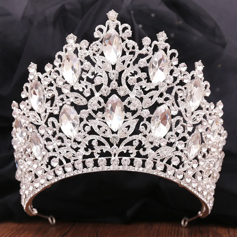 Luxury Big Crystal Rhinestone Crown Wedding Tiara Hair Accessory