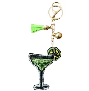 Margarita Rhinestone Puffy Tassel Keychain