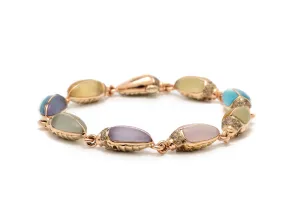 Mini Scarab Eternity 18K Rose Gold Bracelet w. Gemstones