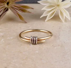 Mixed Metal Wrapped Wire Ring