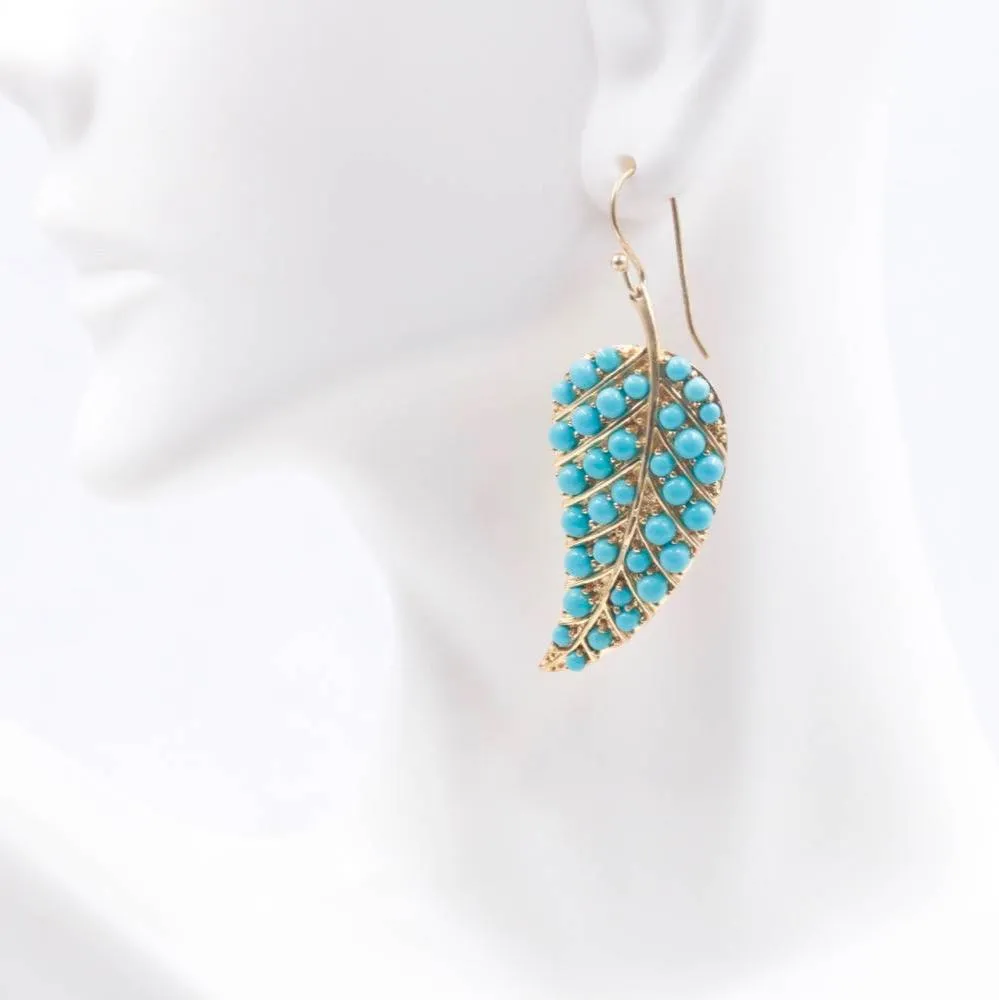 Natural Turquoise Earrings Turquoise Earring Turquoise jewelry Sleeping Beauty 925 silver Leaf earrings sleeping beauty turquoise SKU: 00107881