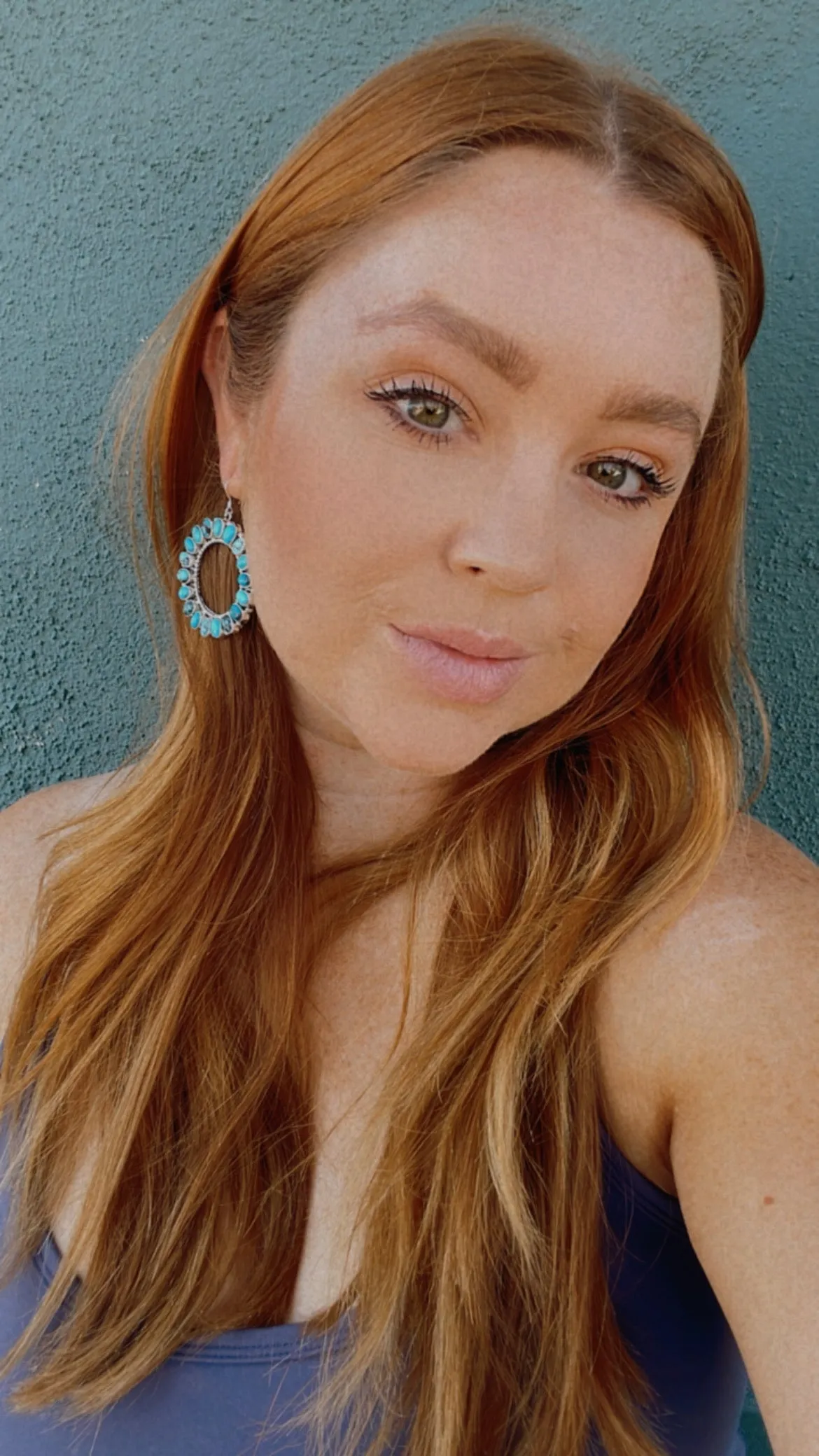 Navajo Lone Mountain Turquoise And Sterling Silver Hoop Earrings