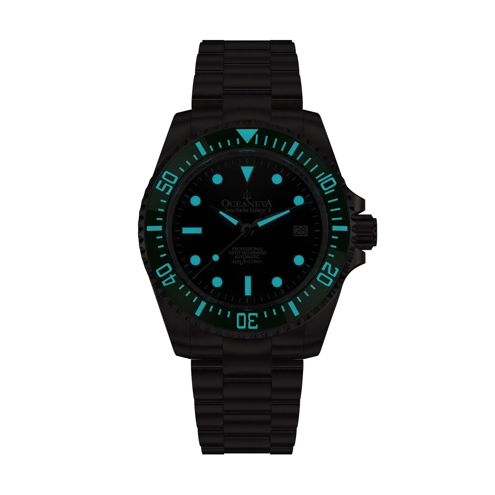 Oceaneva Men's Deep Marine Explorer II 1250M Titanium Watch Black and Green