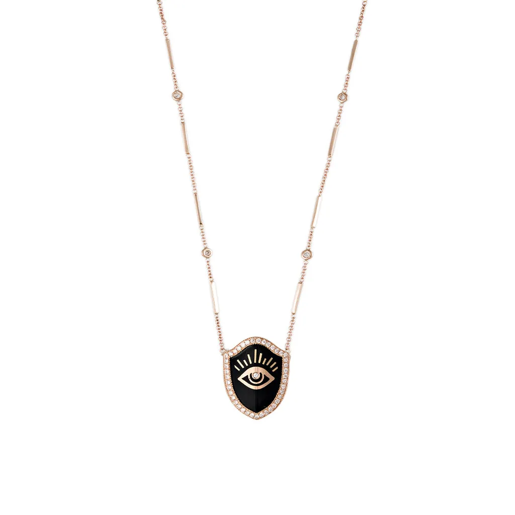 ONYX DIAMOND EYE SHIELD NECKLACE