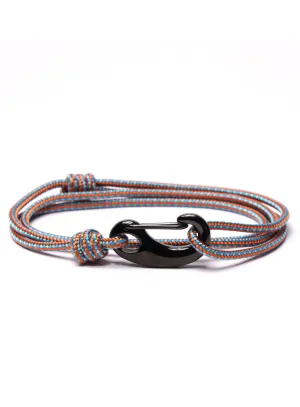 Orange   Blue Tactical Cord Bracelet for Men (Black Clasp - 30K)