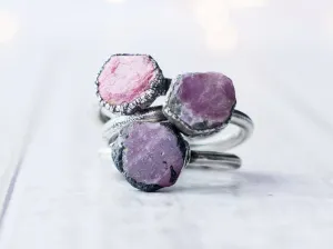 Oxidized Silver Ruby ring | Red ruby crystal ring