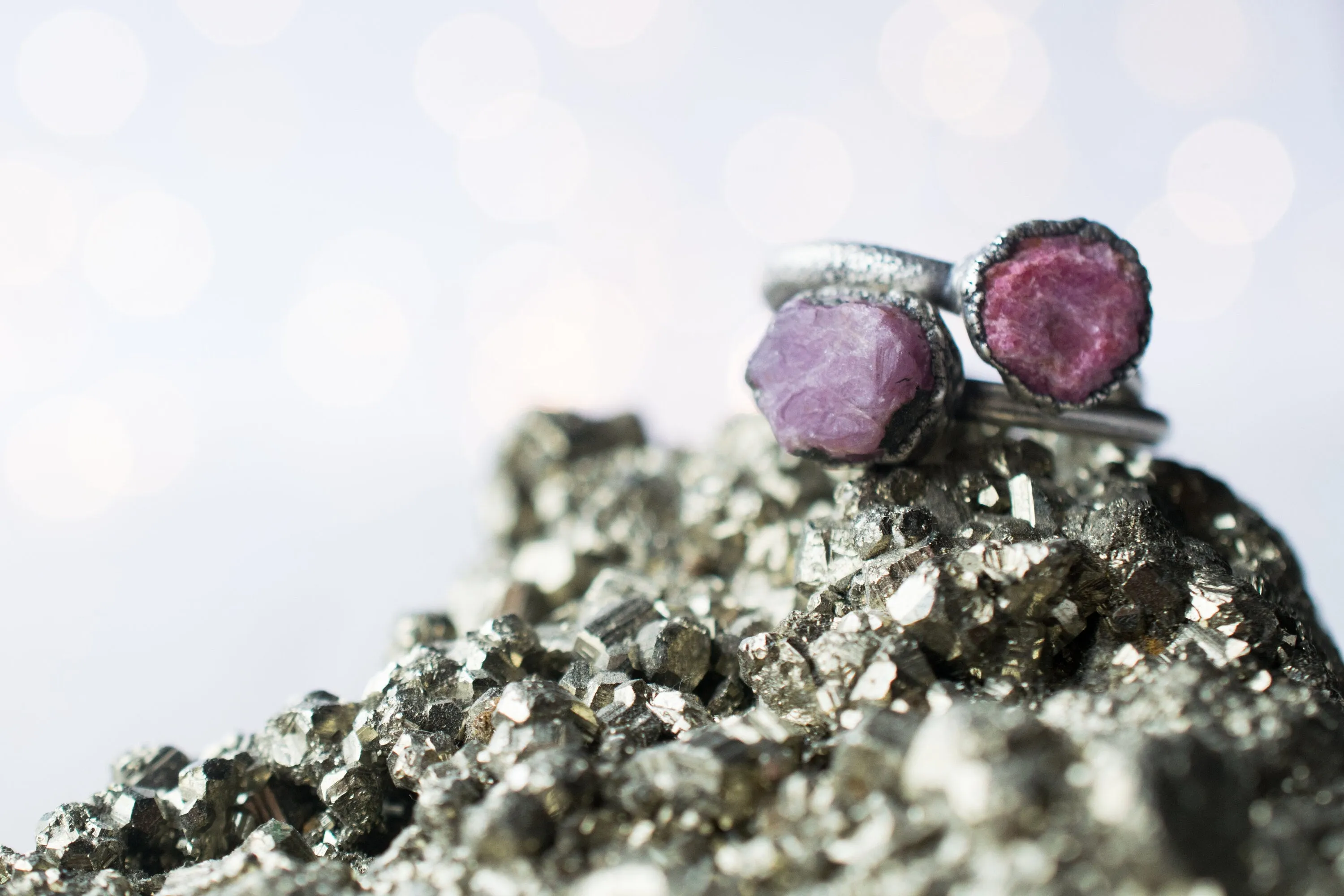 Oxidized Silver Ruby ring | Red ruby crystal ring