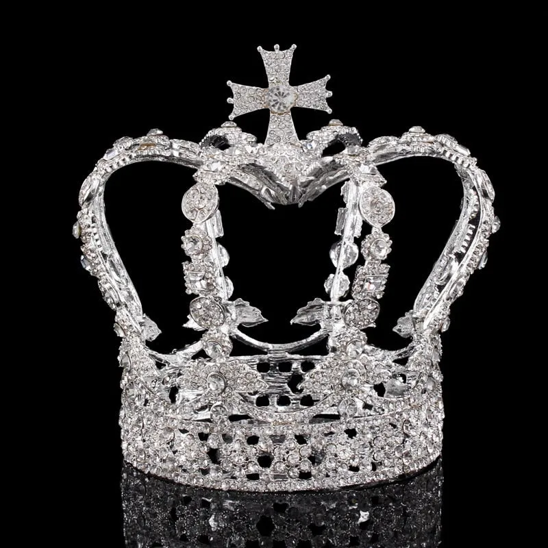 Petite Crystal Queen King Full Round Coronation Crown Pageant Accessory