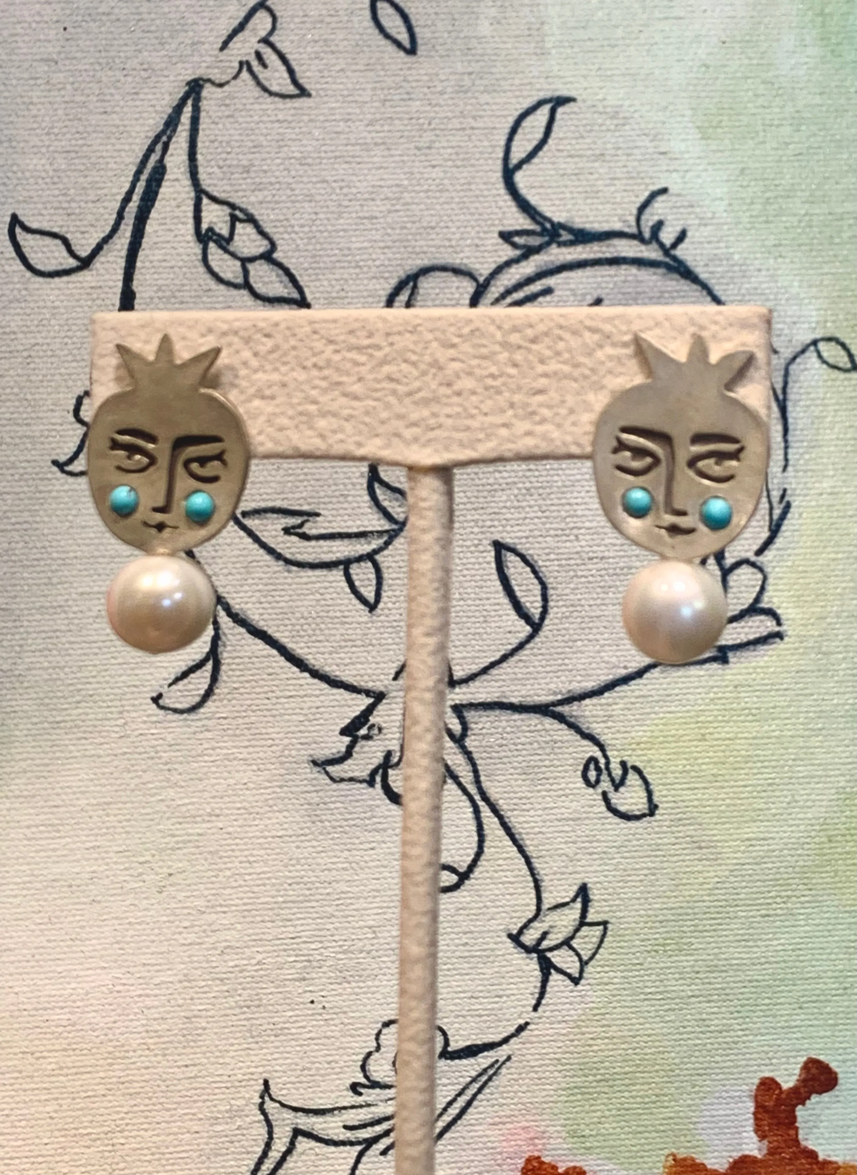 Pomegranate Face Earrings