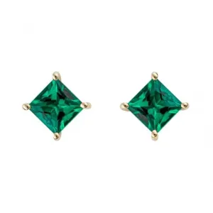 Princess Cut Created Emerald Earrings GE2441G