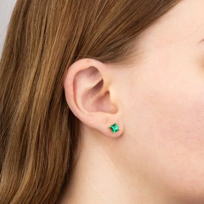 Princess Cut Created Emerald Earrings GE2441G