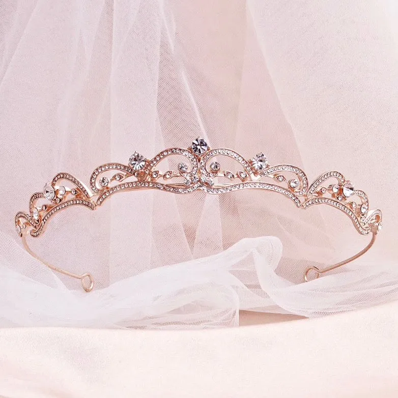 "Anya" - Rhinestone Bridal Tiara - Available in Silver, Rose Gold and Yellow Gold