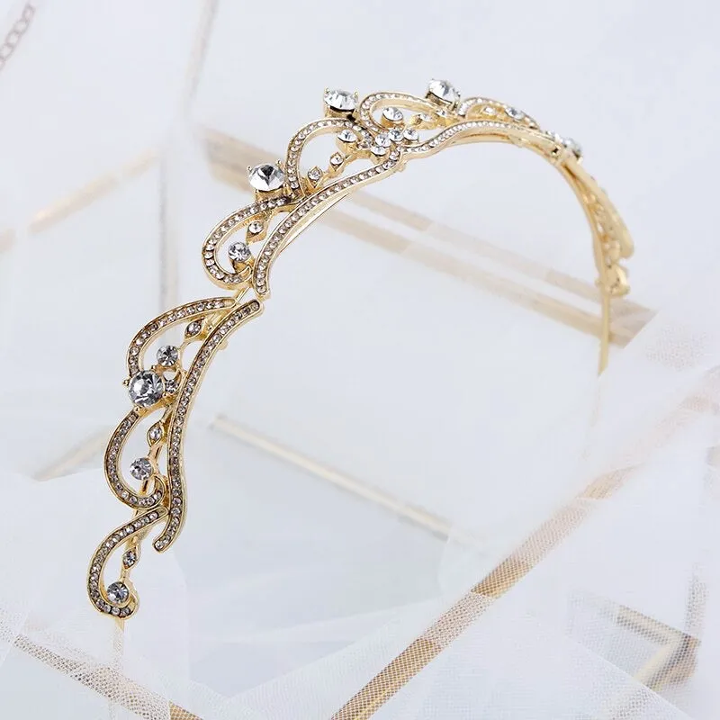 "Anya" - Rhinestone Bridal Tiara - Available in Silver, Rose Gold and Yellow Gold