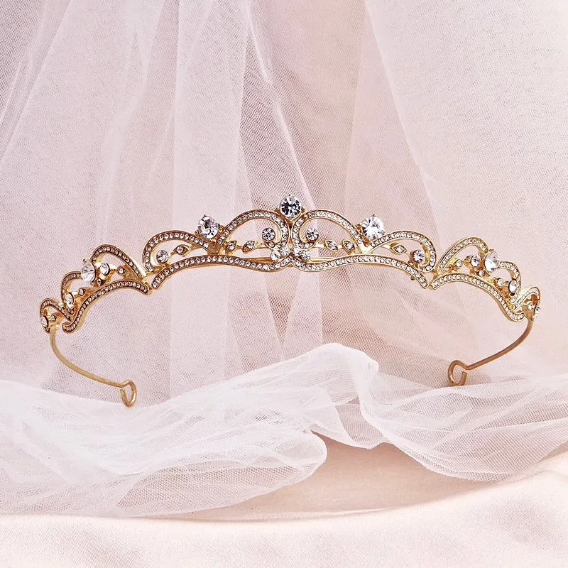 "Anya" - Rhinestone Bridal Tiara - Available in Silver, Rose Gold and Yellow Gold