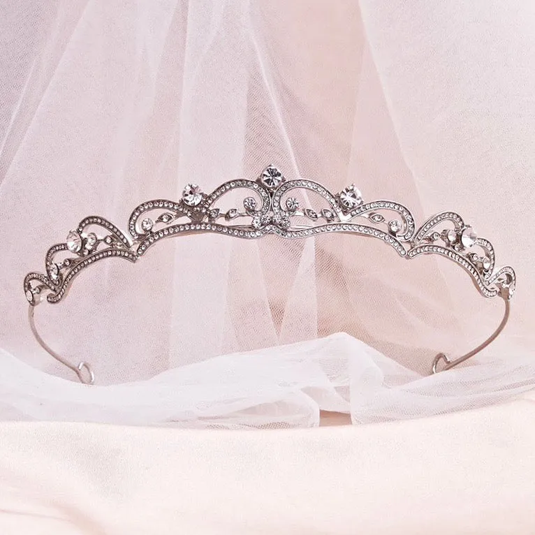 "Anya" - Rhinestone Bridal Tiara - Available in Silver, Rose Gold and Yellow Gold