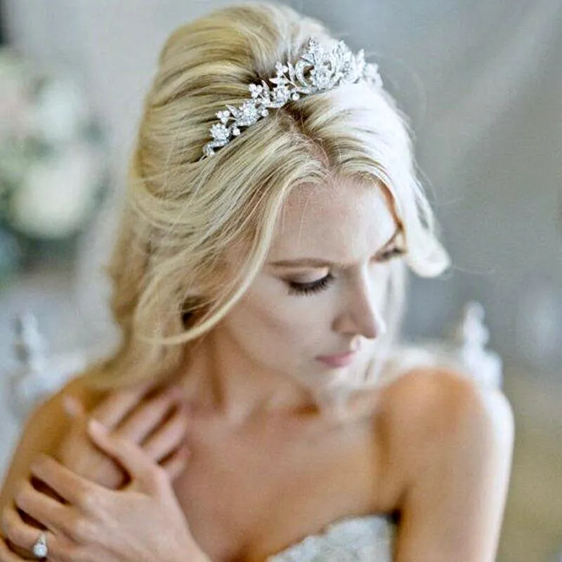 "Nicolette" - Rhinestone Bridal Tiara - Available in Silver, Yellow Gold and Rose Gold