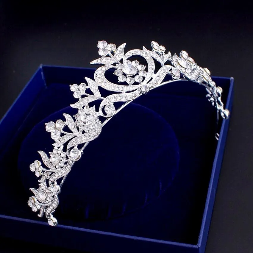 "Nicolette" - Rhinestone Bridal Tiara - Available in Silver, Yellow Gold and Rose Gold