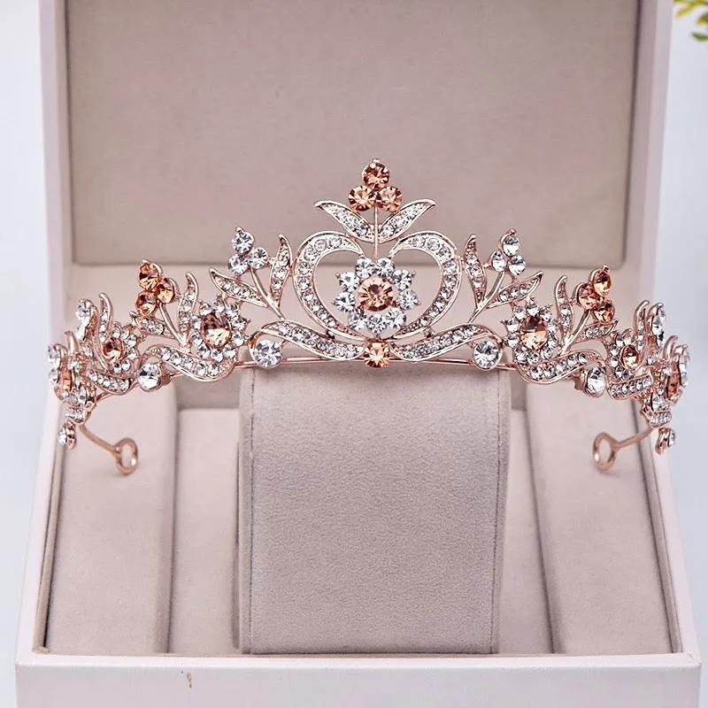 "Nicolette" - Rhinestone Bridal Tiara - Available in Silver, Yellow Gold and Rose Gold