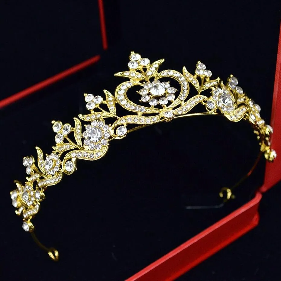 "Nicolette" - Rhinestone Bridal Tiara - Available in Silver, Yellow Gold and Rose Gold