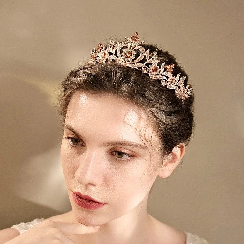 "Nicolette" - Rhinestone Bridal Tiara - Available in Silver, Yellow Gold and Rose Gold