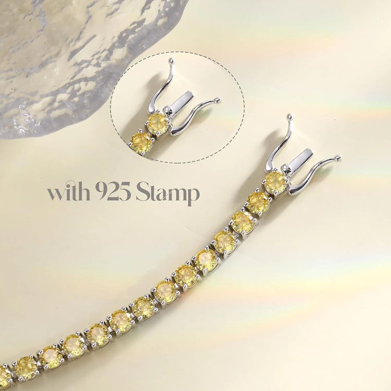 "Spirit Renewal" Yellow Citrine Tennis Sterling Silver Bracelet