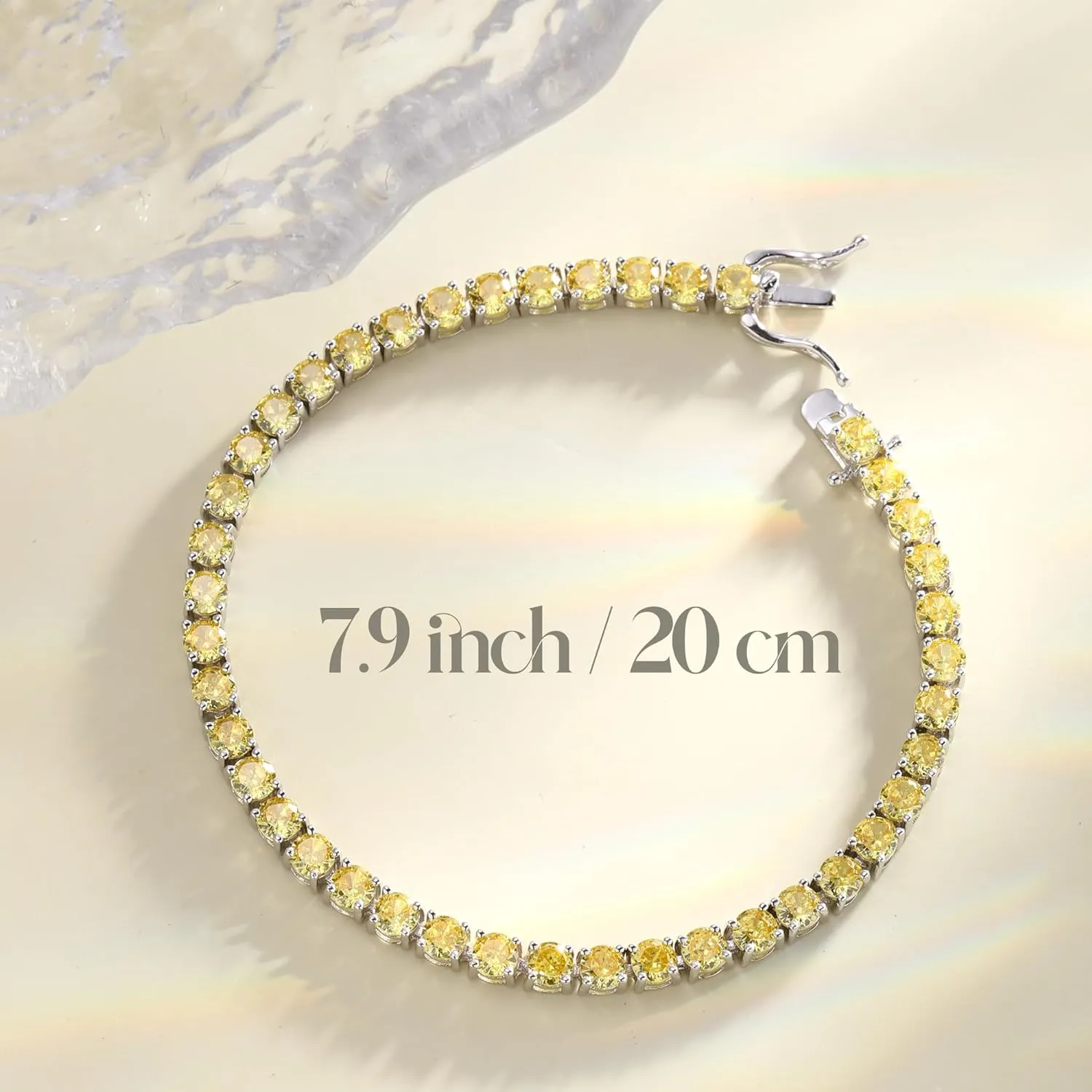 "Spirit Renewal" Yellow Citrine Tennis Sterling Silver Bracelet